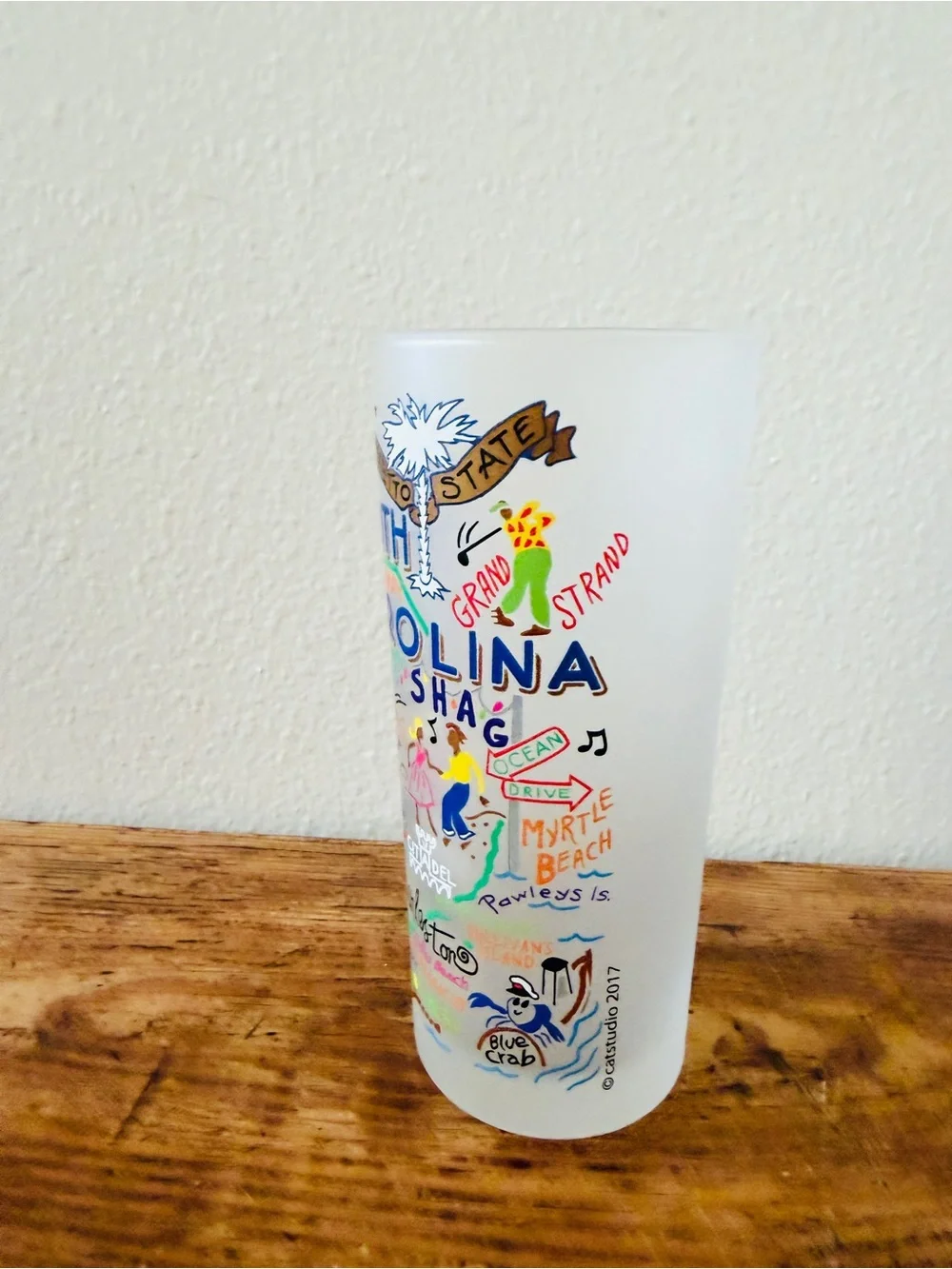 South Carolina Catstudio Art Drinking Glass - State Landmarks